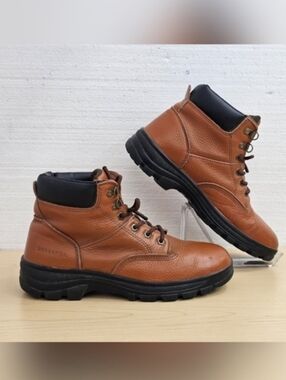 Eurostar Men's Test Comfort Brown Leather Work Boots, Sz 8